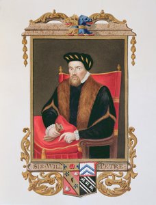Sir William Petre (kb. 1505-72) portréja az Erzsébet királynő udvarának emlékirataiból Steven de Meulen (fl. 1543-63) 1825-ben megjelent portréja nyomán (wc és gouache papíron)